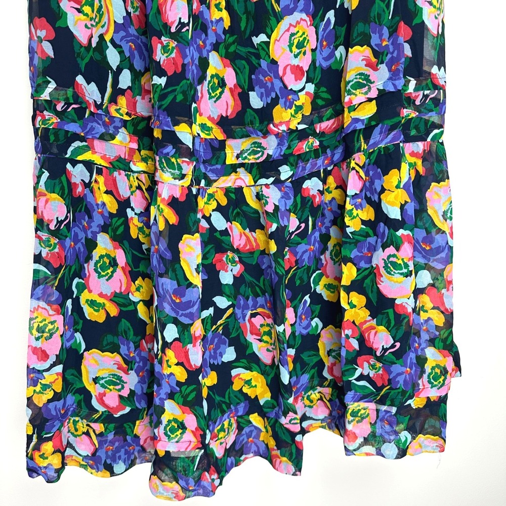 Anthropologie Somerset Strapless Maxi Dress Floral Navy Blue Pink Yellow L - Picture 7 of 13